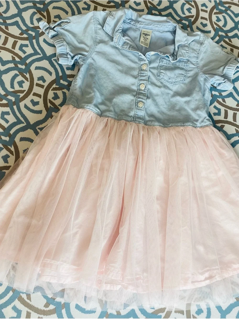 OshKosh B'gosh Light Blue Denim Top with Pink Tulle Skirt